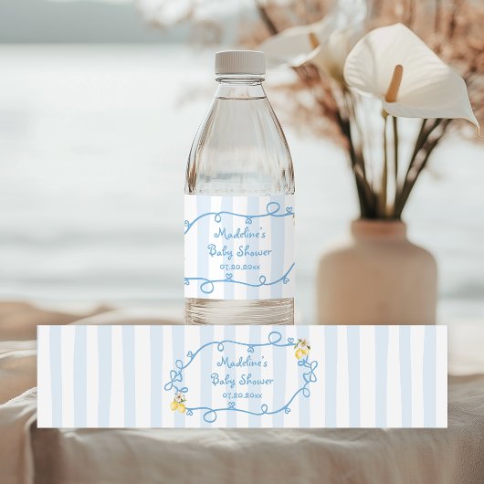 Italian Lemon Blue Bows Baby Shower Wasserflaschenetikett