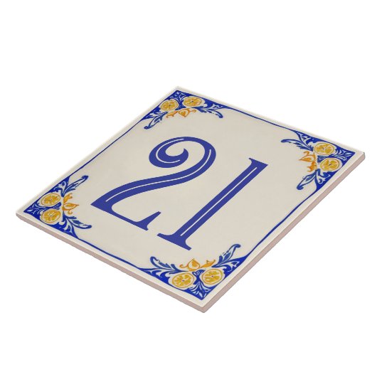 Italian Lemon Ceramic House Number Tile Fliese (Seite)