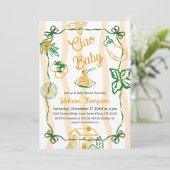 Italian Lemon Ciao Baby Pasta & Pizza Baby Shower Einladung (Stehend Vorderseite)