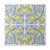 Italian Lemon Citrus Blue Majolica Tile Pattern Fliese (Vorderseite)