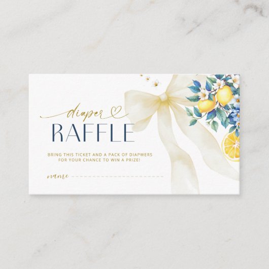 Italian Lemon Citrus Blue Tile Diaper Raffle Begleitkarte (Vorderseite)