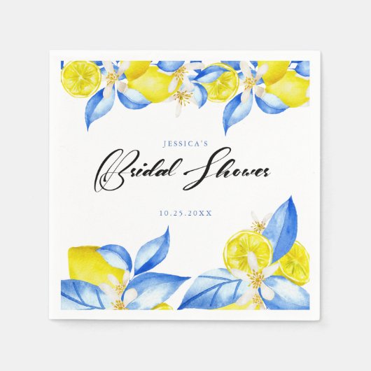 Italian Lemon Floral Bridal Shower invite Serviette (Vorderseite)