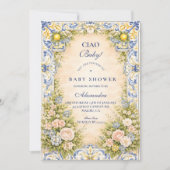 Italian Lemon Floral Frame Baby Shower Einladung (Vorderseite)