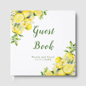 Italian Lemon Greenery Frame Wedding Guest Book Gästebuch (Vorderseite)