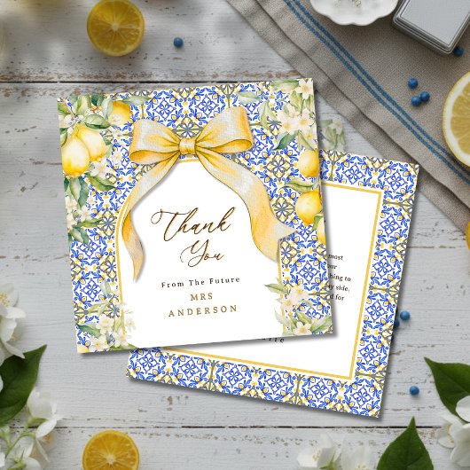 Italian Lemon Mediterranean Tile Elegant Coquette Dankeskarte