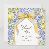 Italian Lemon Mediterranean Tile Elegant Coquette Dankeskarte (Vorderseite)