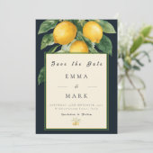 Italian Lemon Save the Date Wedding Invitation Einladung (Stehend Vorderseite)