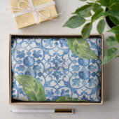 Italian Lemons Blue White Tile Decoupage Seidenpapier (Geschenk)