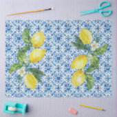 Italian Lemons Blue White Tile Decoupage Seidenpapier (Basteln)