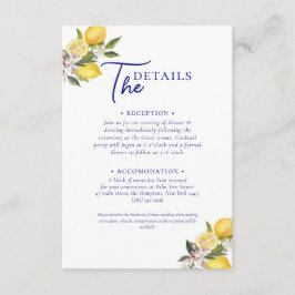 Italian Mediterranean Tile & Lemon Wedding   Begleitkarte