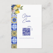 Italian Mediterranean Tile & Lemon Wedding   Begleitkarte (Rückseite)