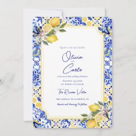 Italian Mediterranean Tile Lemon Wedding Feiertagskarte