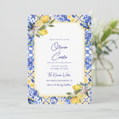 Italian Mediterranean Tile Lemon Wedding Feiertagskarte (Stehend Vorderseite)