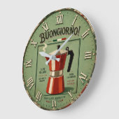 Italian Moka Pot Coffee Kitchen Decor Große Wanduhr (Winkel)