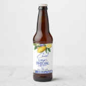 Italian Mosaic Blue Tile & Lemons Bridal Shower Bierflaschenetikett (Vorderseite)