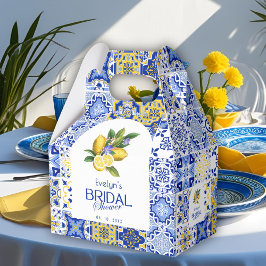 Italian Mosaic Blue Tile & Lemons Bridal Shower Geschenkschachtel