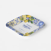 Italian Mosaic Blue Tile Lemons Bridal Shower Pappteller (Gewinkelt)
