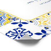 Italian Mosaic Blue Tile & Lemons Bridal Shower Poster (Ecke)