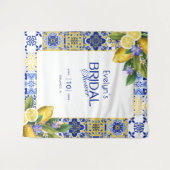 Italian Mosaic Blue Tile Lemons Bridal Shower Wandteppich (Vorderseite (Horizontal))
