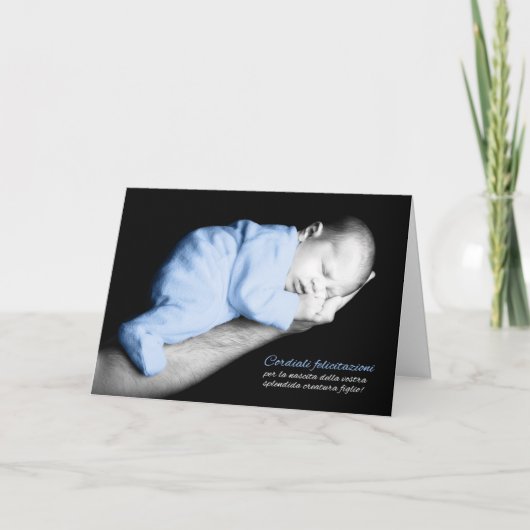Italian New Baby Boy Congratulations Congratulazio Karte (Vorderseite)