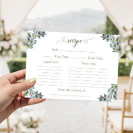 Italian Olive Branches Bridal Shower Recipe Card Begleitkarte