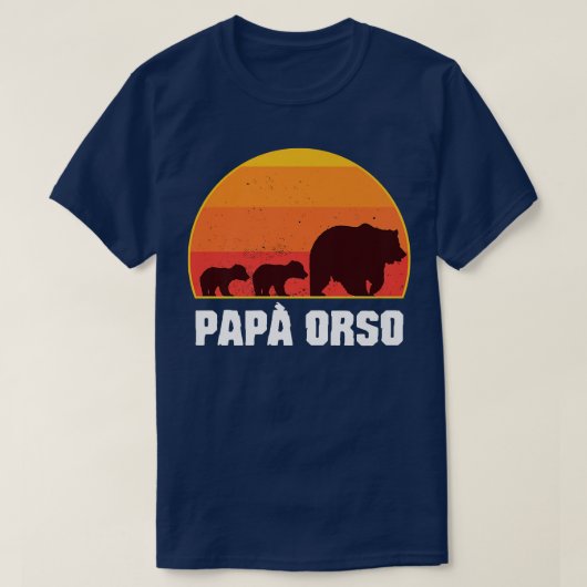 Italian Papa Bear - Dad of Twins- Papa Orso Retro  T-Shirt (Design vorne)
