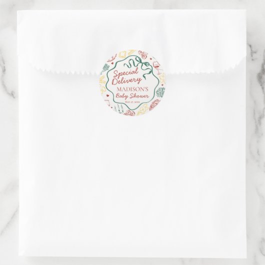 Italian Pasta Baby Shower Envelope Seal Runder Aufkleber (Tasche)