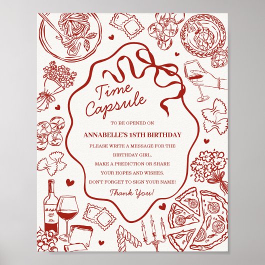 Italian Pasta Baby Shower Time Capsule Game Poster (Vorne)