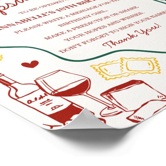 Italian Pasta Baby Shower Time Capsule Game Poster (Ecke)