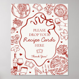 Italian Pasta Bridal Shower Share A Recipe Sign Poster