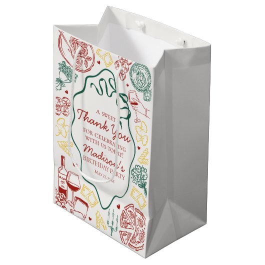 Italian Pasta Holy Cannoli Birthday Party Favor Mittlere Geschenktüte (Vorderseite Schrägansicht)
