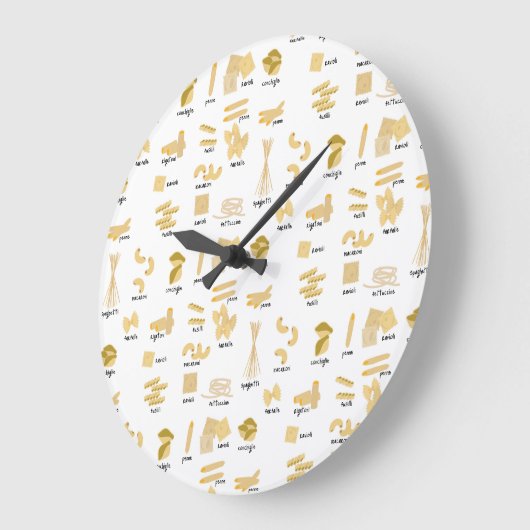 Italian Pasta Shapes & Names Pattern Große Wanduhr (Winkel)