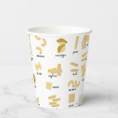 Italian Pasta Shapes & Names Pattern Pappbecher (Rückseite)