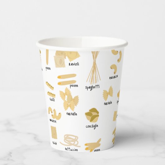 Italian Pasta Shapes & Names Pattern Pappbecher (Links)