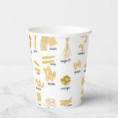 Italian Pasta Shapes & Names Pattern Pappbecher (Rechts)