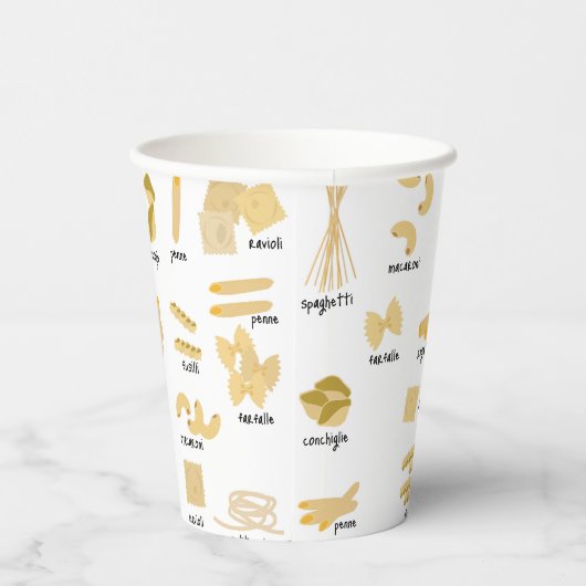 Italian Pasta Shapes & Names Pattern Pappbecher (Rechts)