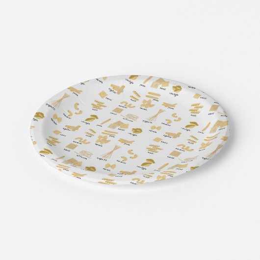 Italian Pasta Shapes & Names Pattern Pappteller (Schrägansicht)