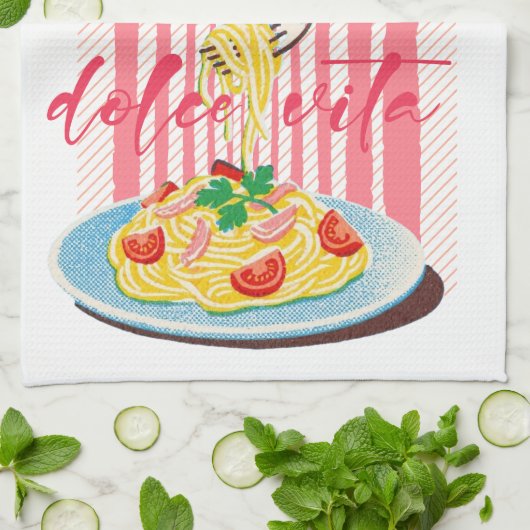 Italian Pasta Spaghettis  Geschirrtuch (Gefaltet)