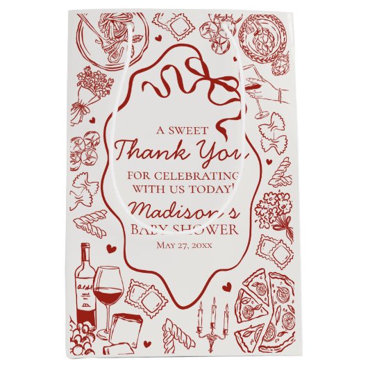 Italian Pasta Special Delivery Baby Shower Favor Mittlere Geschenktüte (Vorderseite)