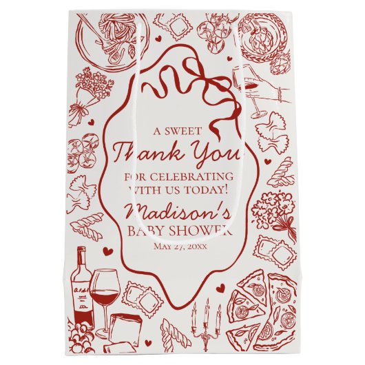 Italian Pasta Special Delivery Baby Shower Favor Mittlere Geschenktüte (Rückseite)