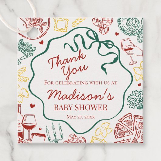 Italian Pasta Special Delivery Baby Shower Geschenkanhänger (Vorderseite)