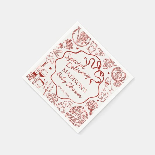 Italian Pasta Special Delivery Baby Shower Serviette (Ecke)