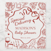 Italian Pasta Special Delivery Baby Shower Weinetikett (Einzelnes Label)