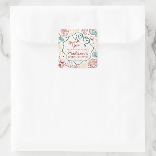 Italian Pasta Thats Amore Bridal Shower Favor Quadratischer Aufkleber (Tasche)