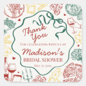 Italian Pasta Thats Amore Bridal Shower Favor Quadratischer Aufkleber (Vorderseite)