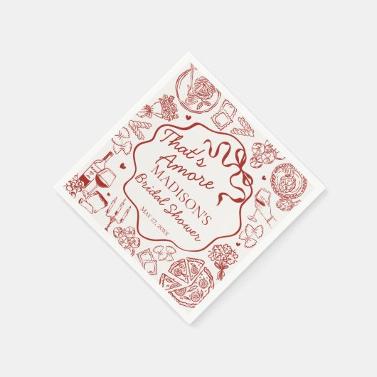 Italian Pasta Thats Amore Bridal Shower Serviette (Ecke)