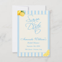 Italian Pastel Blue Stripes Lemons bridal Shower