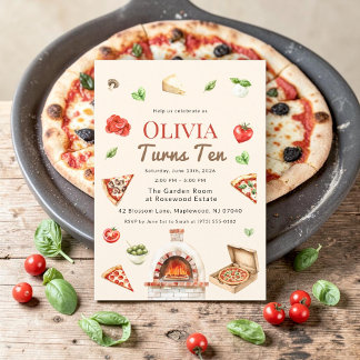Italian Pizza Oven Tenth Birthday Invite Einladung