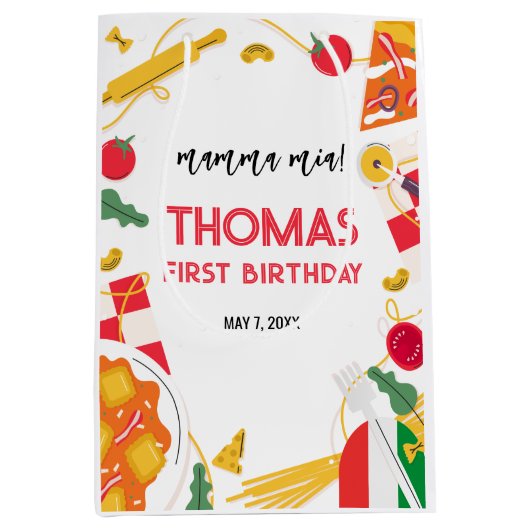 Italian Pizza Pasta Party Mittlere Geschenktüte (Vorderseite)