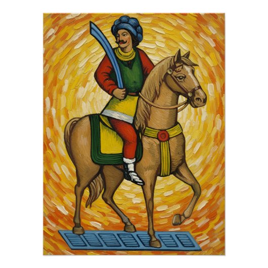 Italian Playing Cards - Cavalier of Swords, Scopa Poster (Vorderseite)
